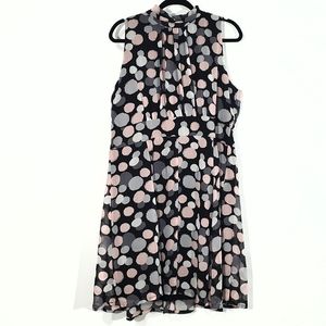 Voir Voir black large polka dot high neck dress